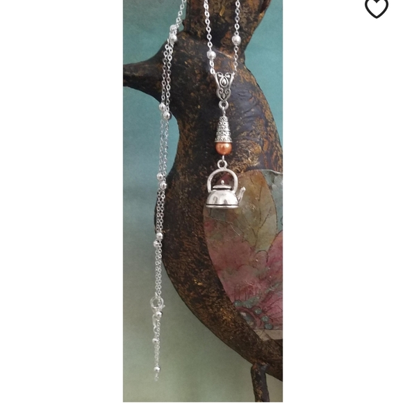 Handcreated Teapot Necklace on Sterling Silver Chain - Picture 3 of 11